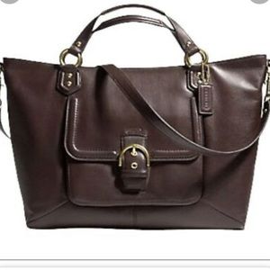 Coach Campbell Leather Izzy Satchel In Brass Mahogany